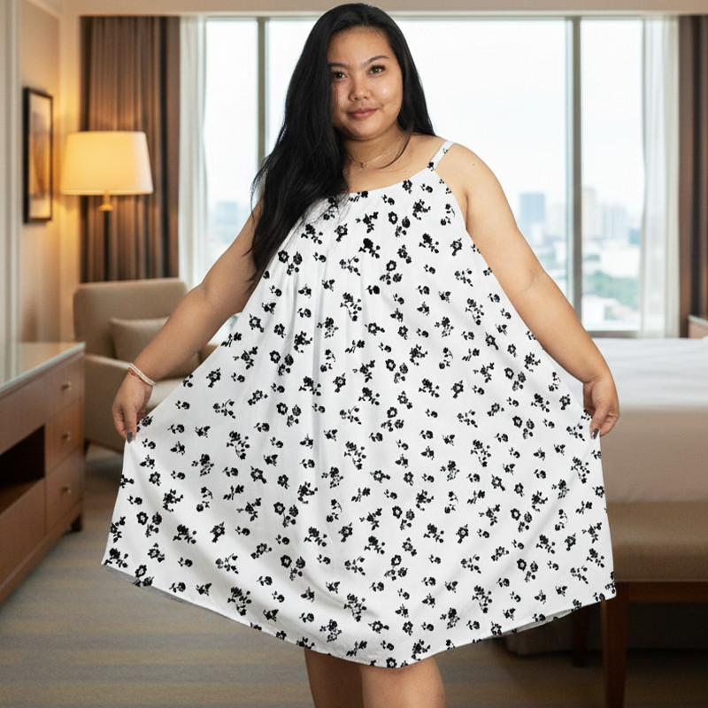 Dress lobek rayon pendek super jumbo wanita tieday daster tali satu