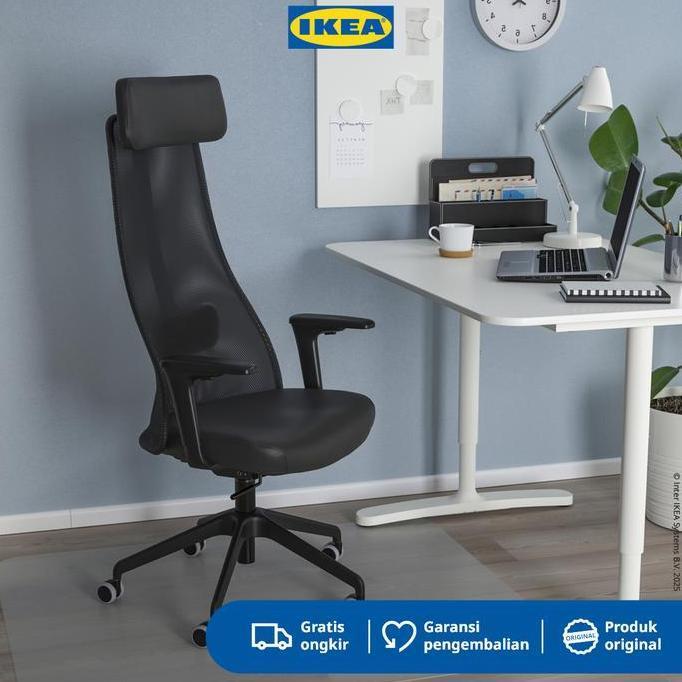 IKEA JARVFJALLET Kursi Kantor Dengan Sandaran Tangan Minimalis Hitam CO