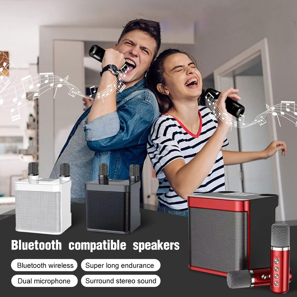 Speaker Bluetooth-compatible Nirkabel AUX Input Musik untuk Pesta dengan Mikrofon