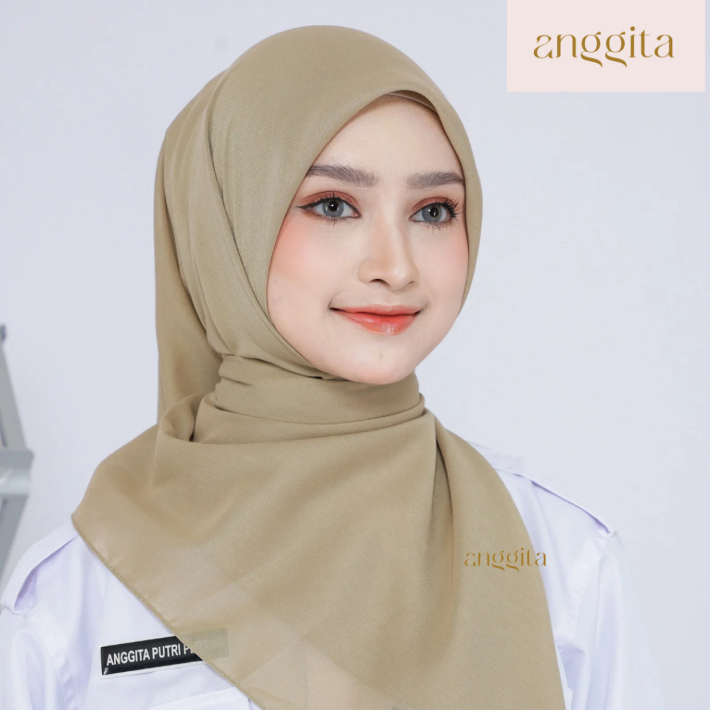 Jilbab Khaki Muda PNS Hijab Segiempat Paris Premium Kerudung Dinas ASN Warna Khaky