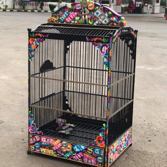 Sangkar kotak ukir cucak ijo,kenari,kacer free jawa bali