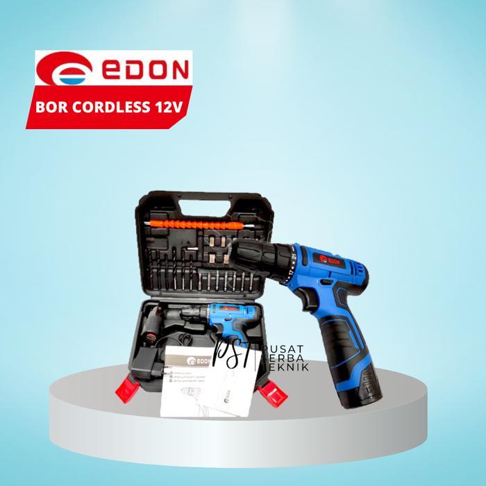Bor Cordless Edon 12V Lithium Lv 3 1210 Koper 2 Baterai - EDON 1210 BIRU, TanpaBublewrap