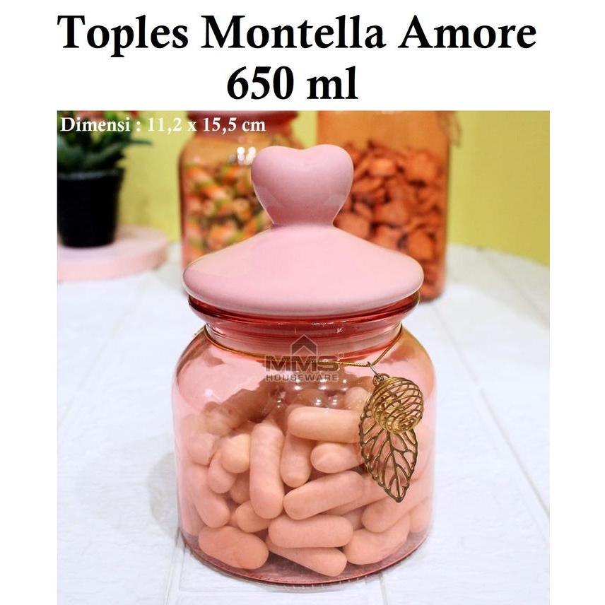 MMS Toples Kaca Montella Motif Kedap Udara / Tempat Kue / Makanan - 1300ml, Hitam