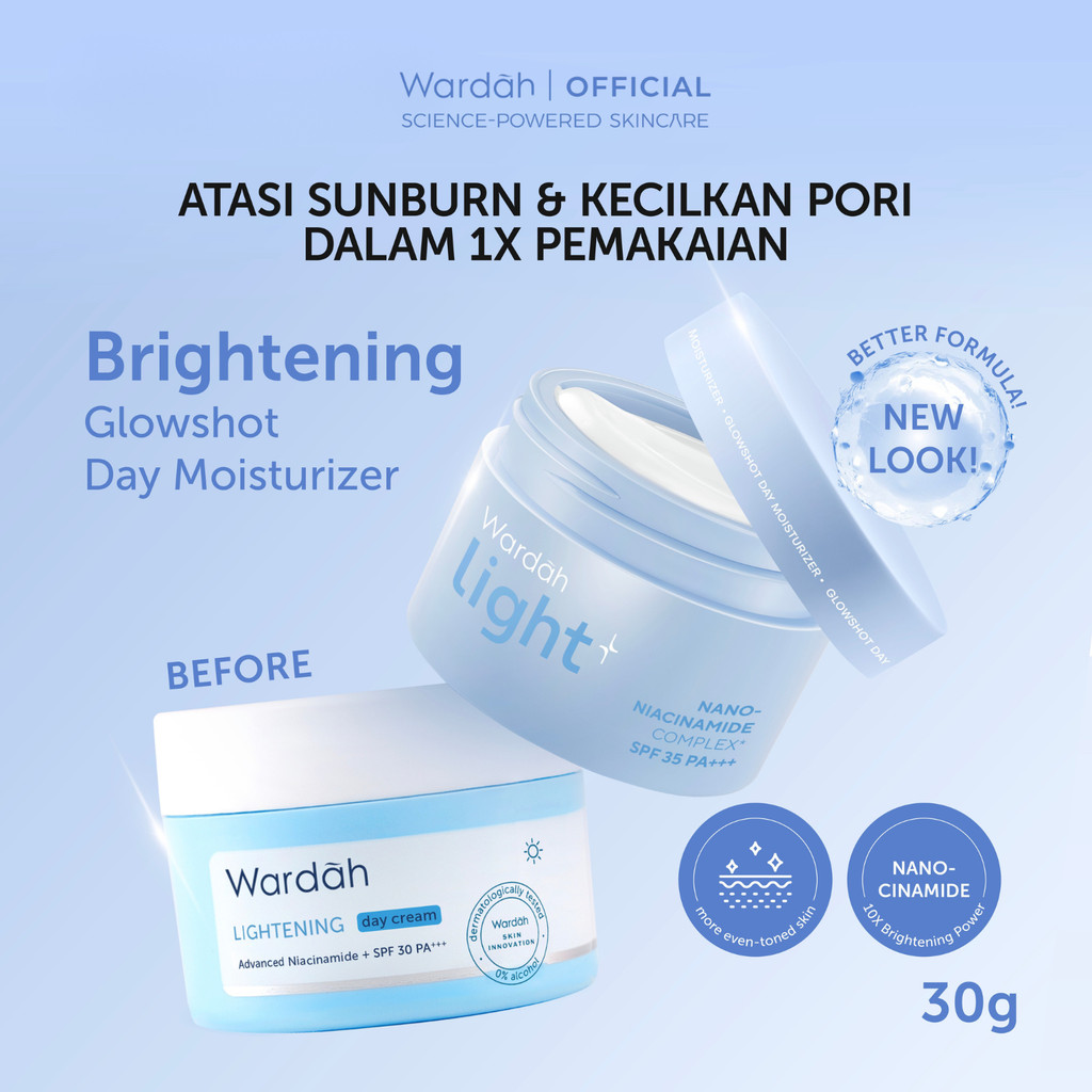 WARDAH Lightening Glowshot Day Moisturizer | Light+ Cream Niacinamide Brightening Moisturizer Pelemb