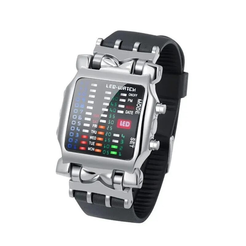 Binary Led Watch Creative Waterproof Business Electronic Watch Mens Trend Luminous Gift Sports Coupl