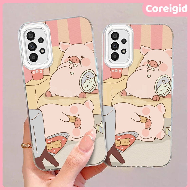 Case Samsung A06 4G A16 5G A55 A56 A15 A14 A05S A04 A35 5G A23 4G Babi lucu tergeletak rata aestheti