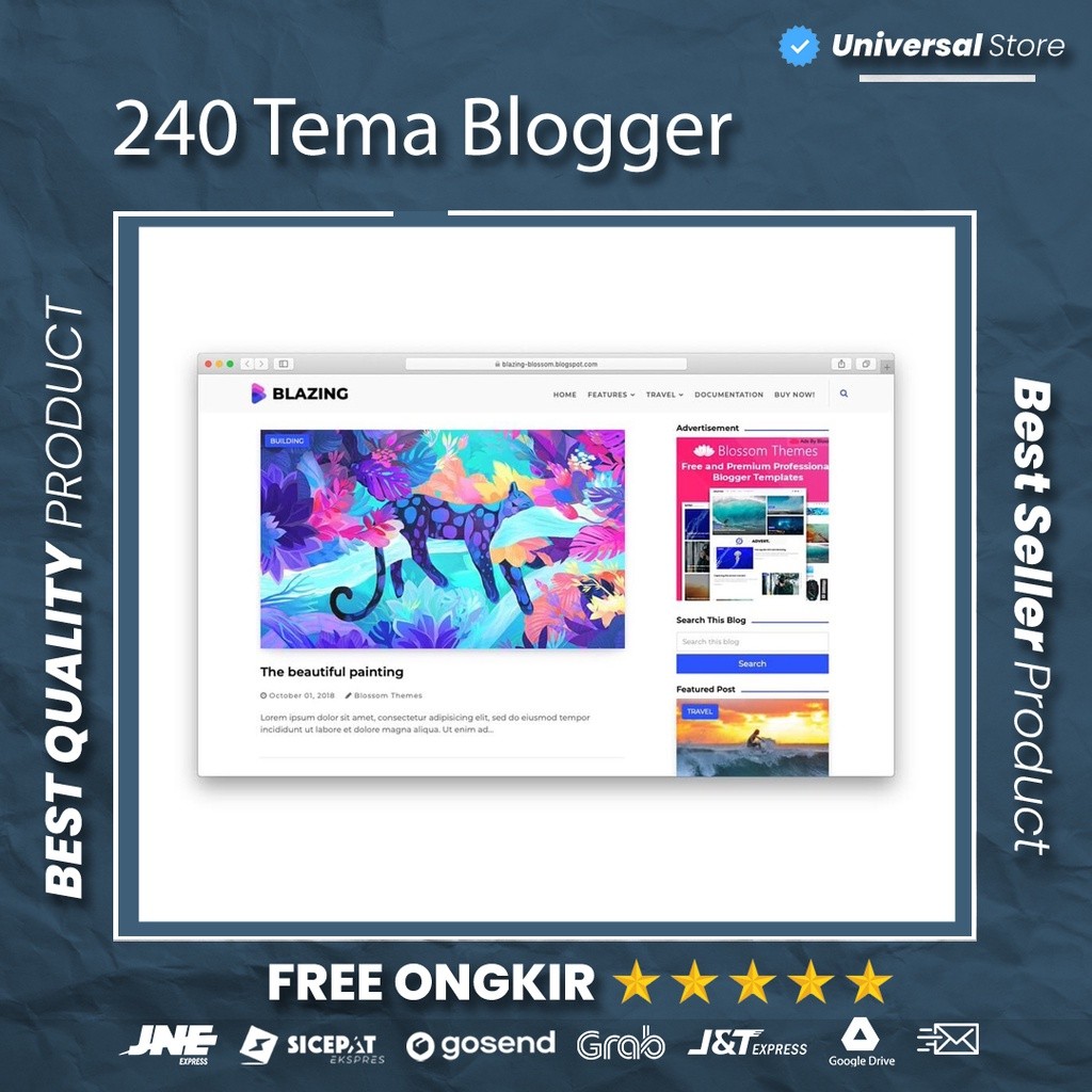 Koleksi 240 Premium Tema Blogger Template Blogspot Theme