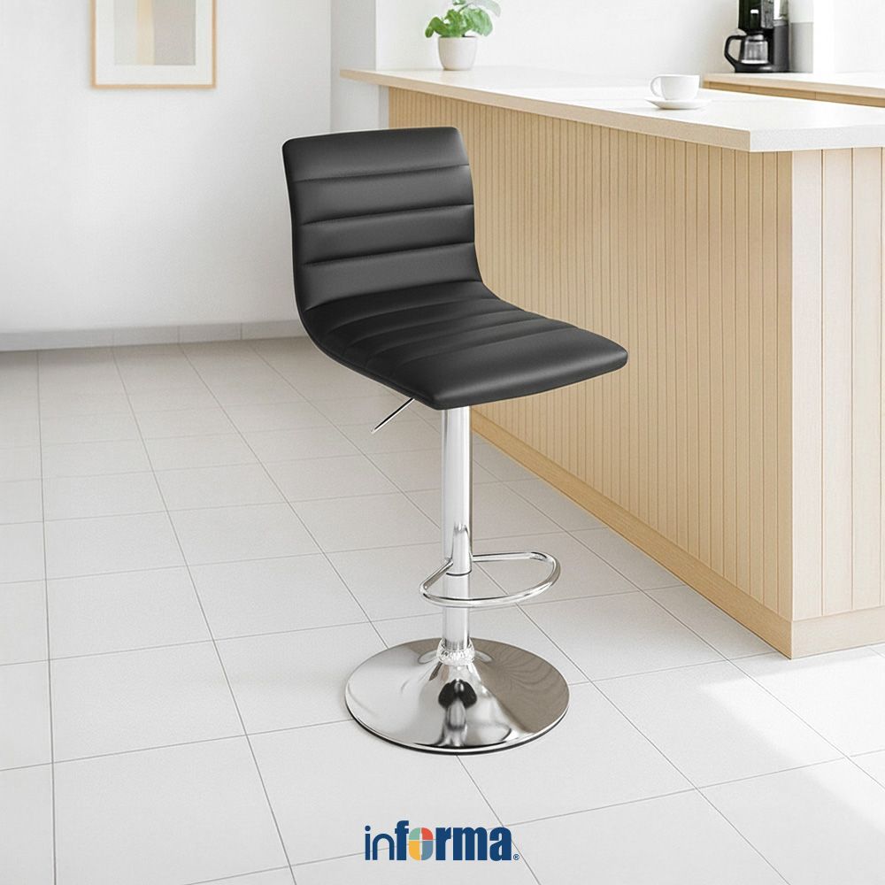 Informa Troy Kursi Bar - Hitam Bar Stool Kursi Kafe Bartending Furniture Ruang Makan