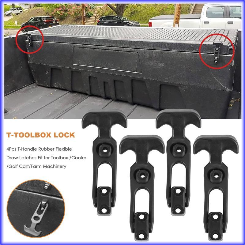 A82E4Pcs THandle Rubber Flexible Draw Latches Fit For Toolbox CoolerGolf CartFarm Machinery TToolbox