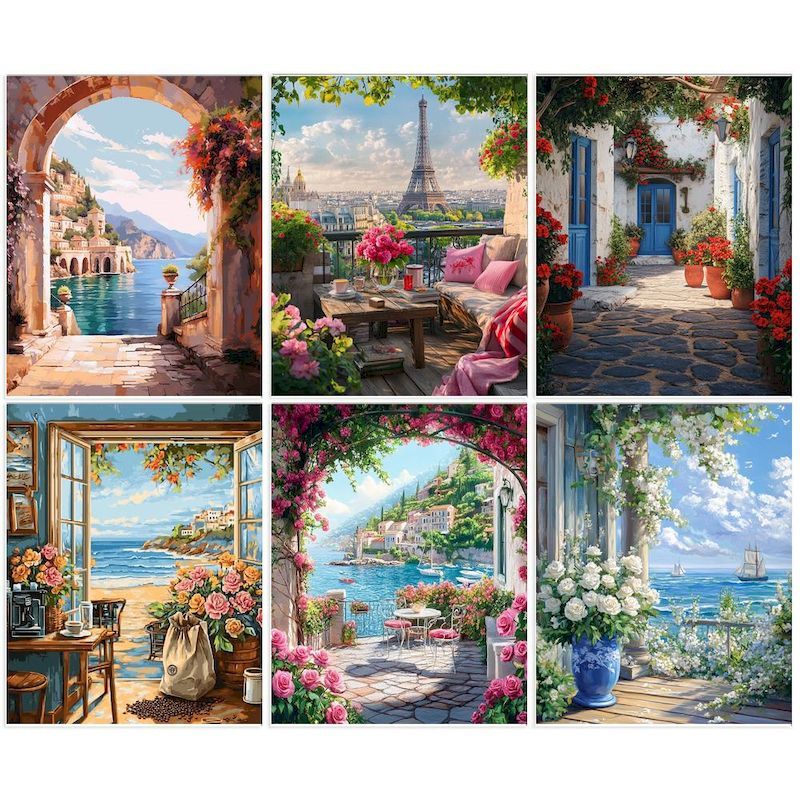 GATYZTORY Y Oil Painting By Numbers Kit Pink Scenery Acrylic Paint By Numbers y Numbers Painting Art