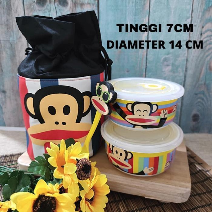 Mangkok Tupperware Keramik Set isi 2 With Bag | Hello Kitty Paul Frank - Paul Frank