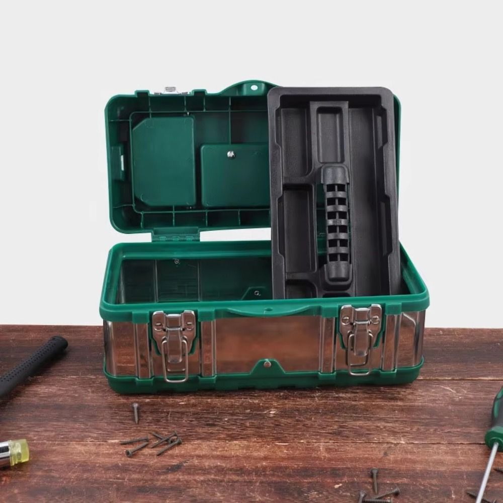 DoubleLayer Maintenance Parts Toolbox Handheld Tool Organization Multifunction Toolbox Stainless Ste