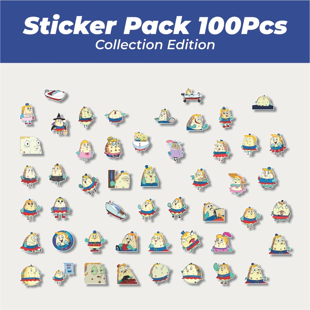 Hot Stiker Stiker Mrs Puff Cartoon Spongebob Version Lucu Anti Air Stikers Berperekat Waterproof Sti