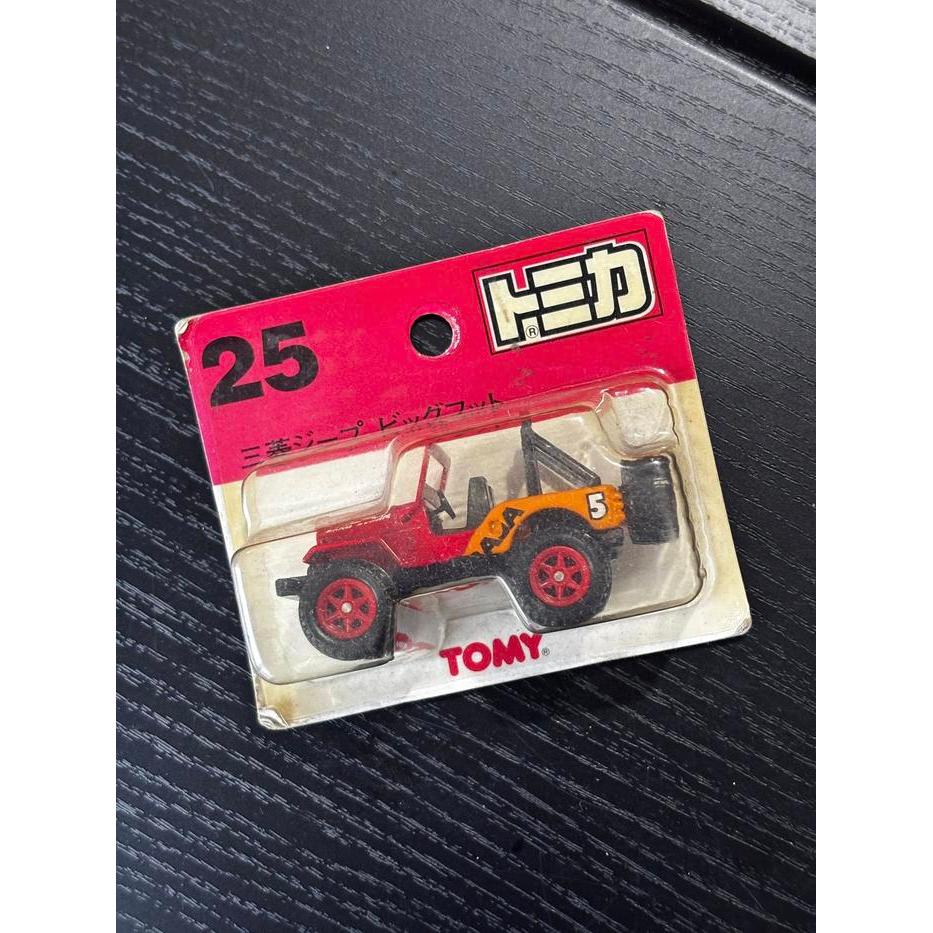 Tomica 25 Mitsubishi H-J58 Jeep Bigfoot Willys Baja Sand Storm 5 Tomy Merah Made in China PStore27