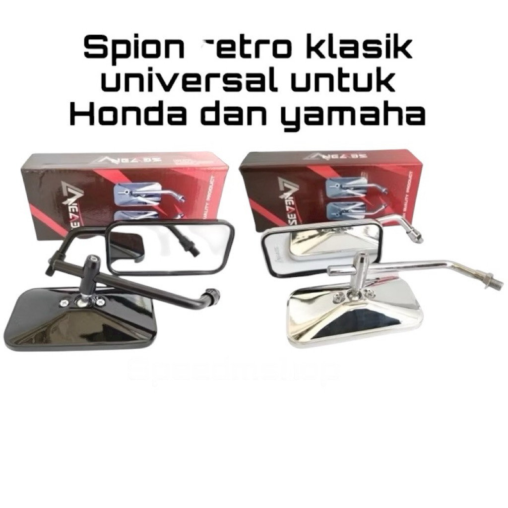 SPION RETRO KLASIK SET KOTAK SPION CB KOTAK CHROME HITAM  RXKING CB VESPA GL SCOOPY VARIO UNIVERSAL