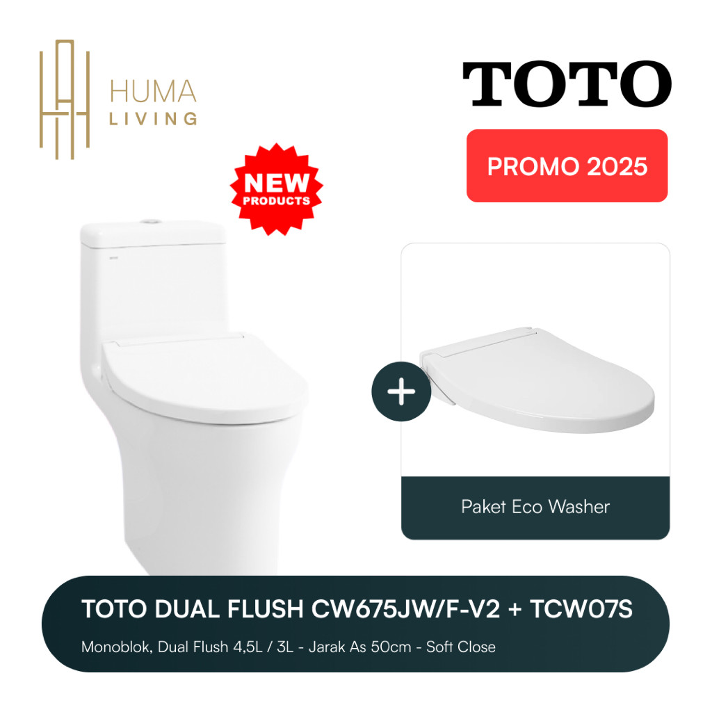 HUMA Living - TOTO Dual Flush Monoblock Closet CW675JW/F-V2 Eco Washer Kloset Dua Tombol Monoblok