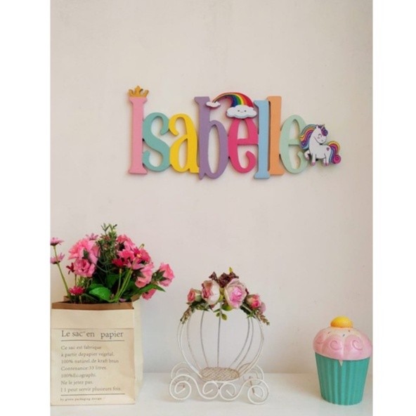 PSO Custom Nama Anak Bayi Ukir Timbul 40cm Hiasan Dinding Dekorasi Kamar