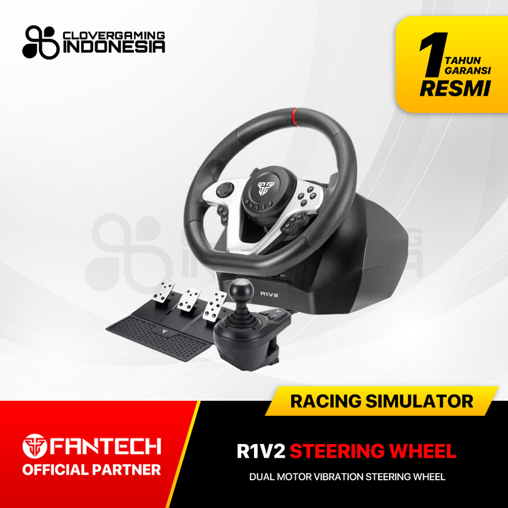 Fantech R1 V2 Racing Steering Wheel Hall Effect Three Pedals Dual-Motor Vibration Simulator Assetto 