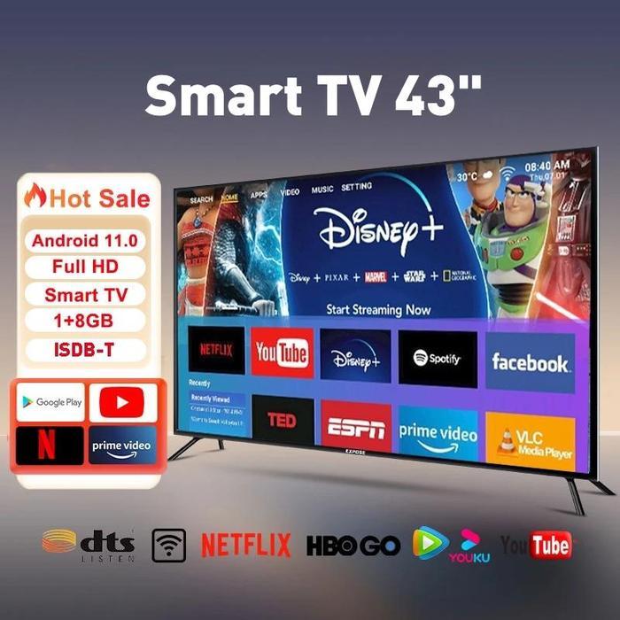 Smart TV 32 Inch Murah Promo Smart TV 43 Inch Android TV 4K FULL HD 1080P Dolby Audio HDR10 - 43”Sma