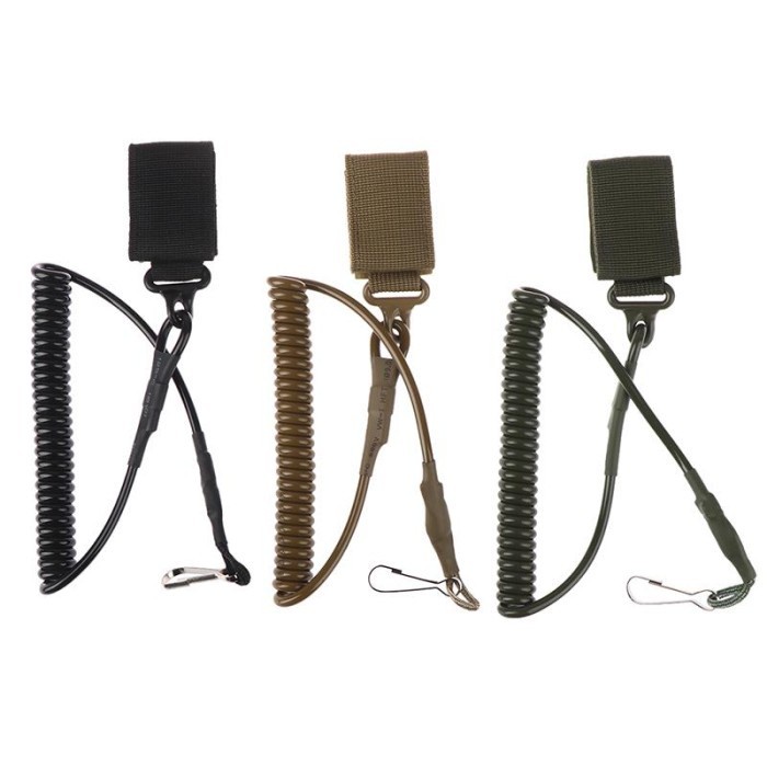 Tactical Pistol Safety Lanyard - Tali Sling Spring Pengaman Handgun AEG GBBR PCP