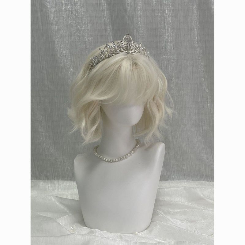 Wig Platinum Short Curly Hair Natural Realistic Full Wig