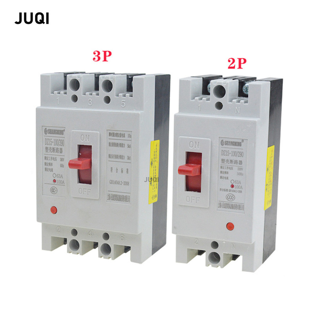 DZ15-100/390 32A/40A/63A/100A air swit molded case circuit breaker protector 380/220v three-phase 2P