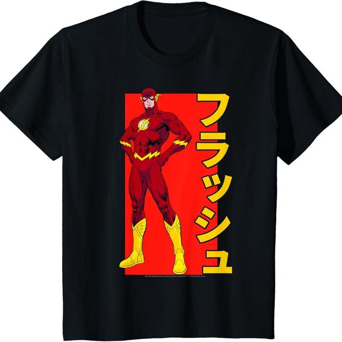 (COD) Makeyoushine X Generasi90 Kids DC Comics The Flash Bold Kanji Portrait T-Shirt- Baju untuk Pri