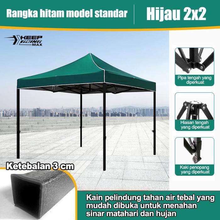 Tenda Outdoor Gazebo Lipat Jualan Bazar dengan 600D dan Dagang Pameran 3x3 & 2x2 - hijau 2*2 TERLARI
