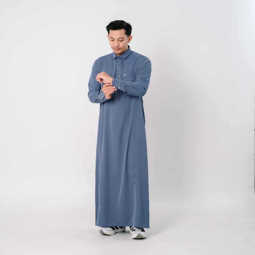 CUCI GUDANG Jubah Pria Dnine Thobe Rayyan Smoke Slimfit UV Protector