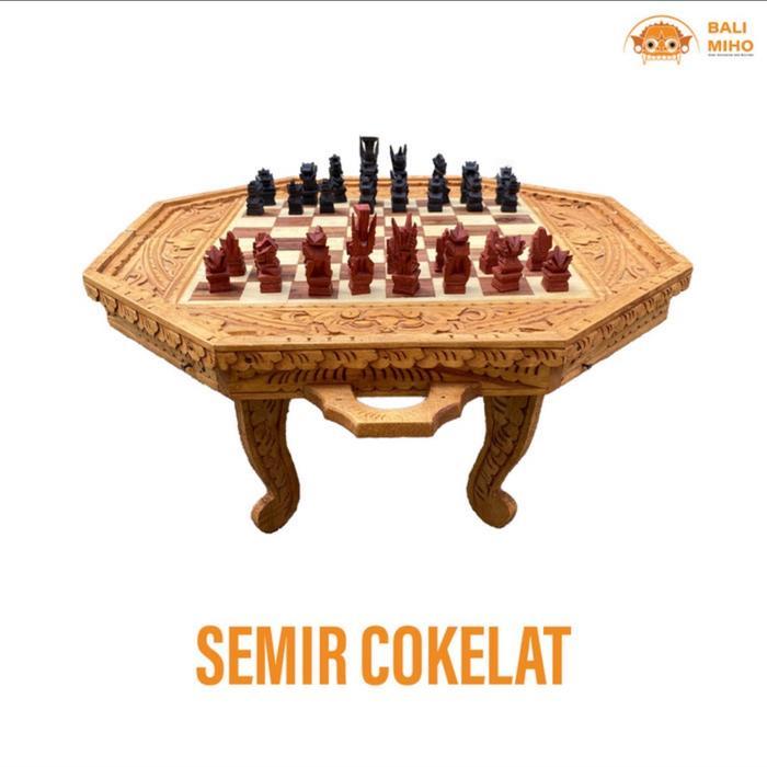 Catur Segi 8 - Catur Segi Delapan - Catur Ukir Kayu - Catur Bali - semir, pion nasional