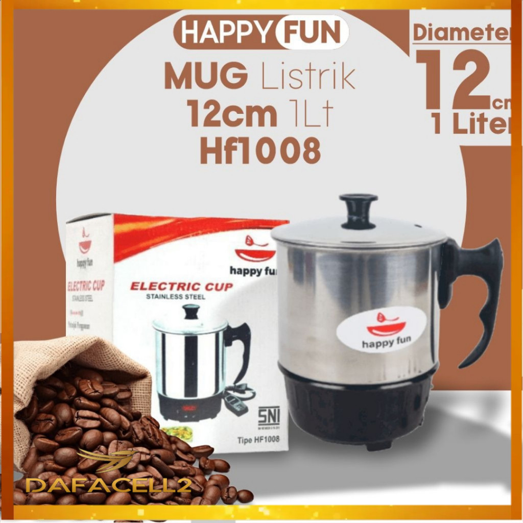 Mug Listrik / Mug Elektrik /Teko Listrik Stainless Steel Happy Fun