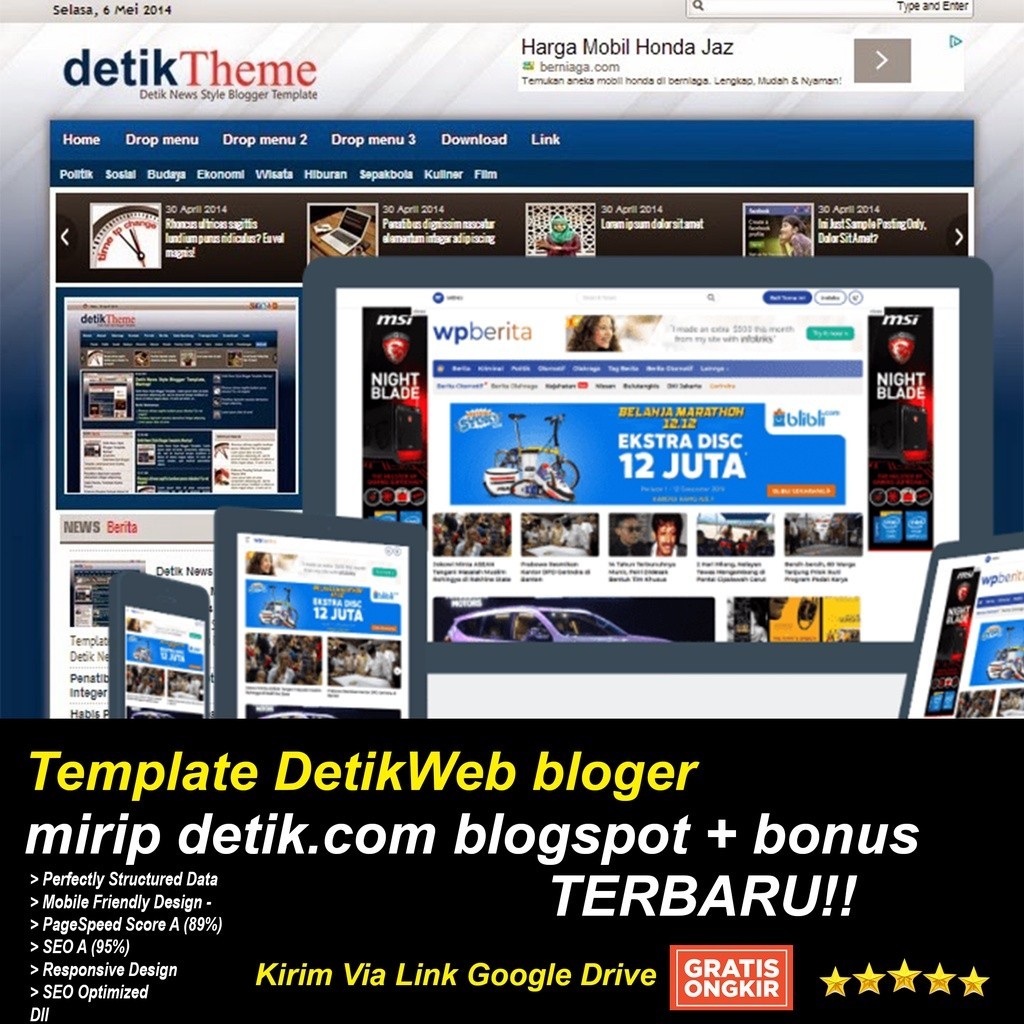 Template DetikWeb bloger mirip detik.com blogspot + bonus