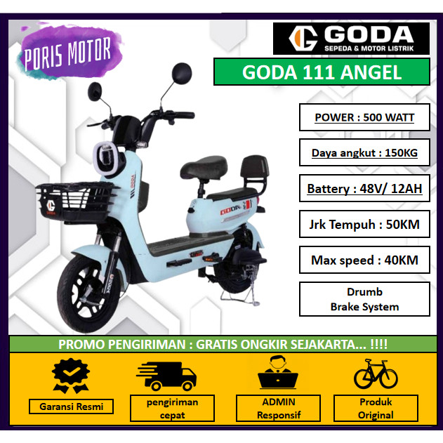 PROMO SEPEDA LISTRIK GODA 111 POWER 500W GARANSI RESMI GODA