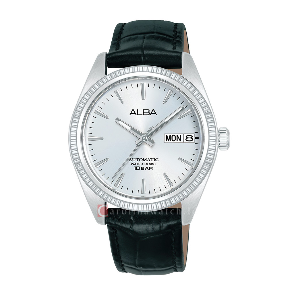 Jam Tangan Pria Alba AL4815X1 Automatic Silver Dial Black Leather Strap