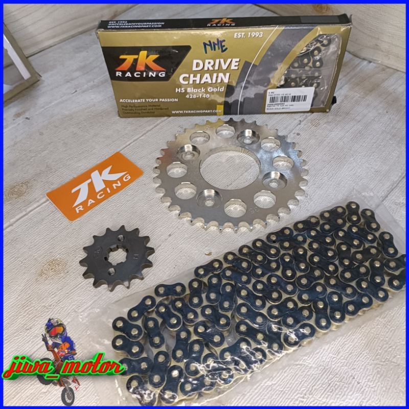 gir gear set 428 TK racing rantai BLACK GOLD Supra x 125 / karisma / Blade / Revo / fit new / Supra 