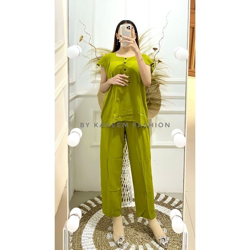 Setelan Bangkok Celana Panjang LD 110 One Set Katun Rayon Polos