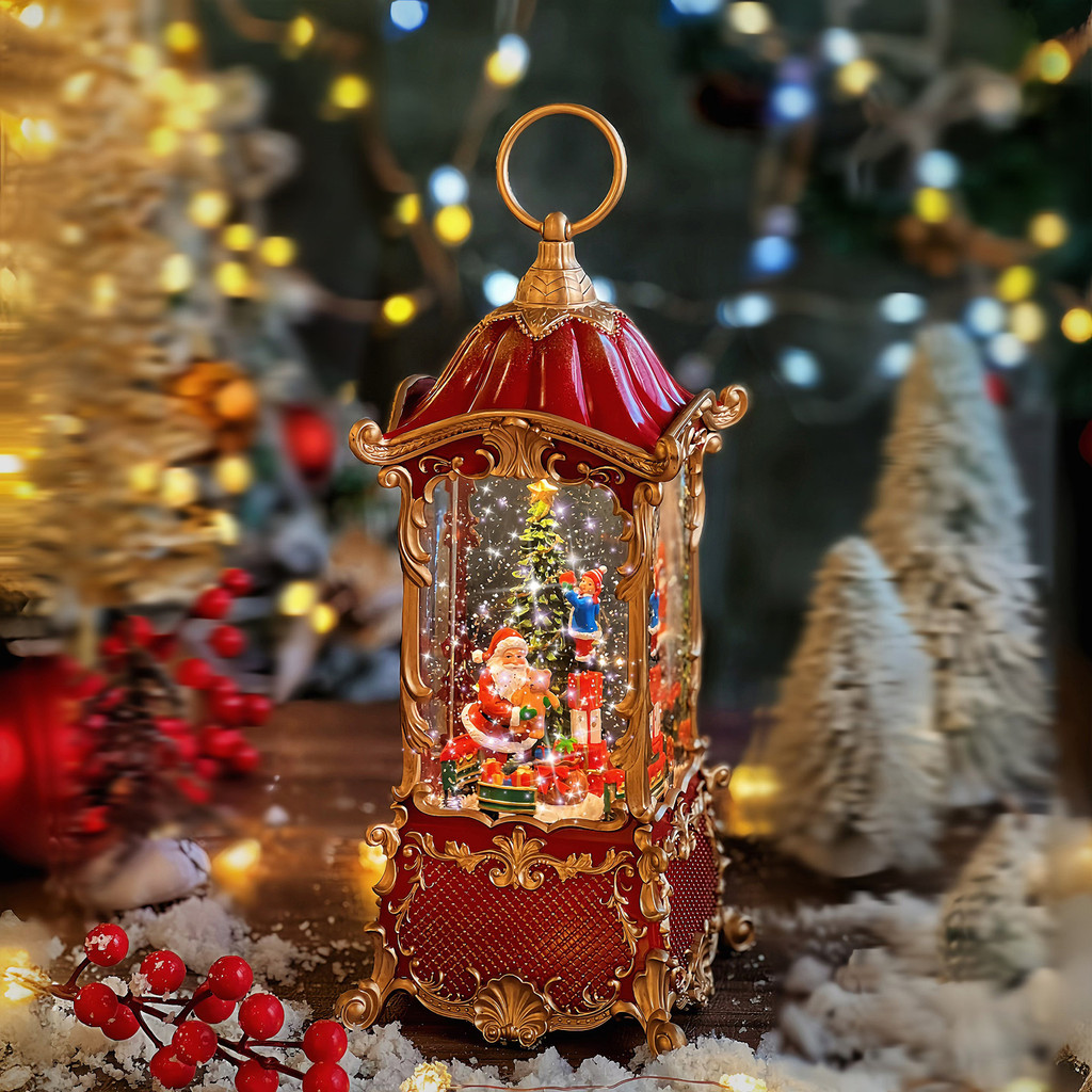 Christmas Snow Globe Musical Box Seasonal Christmas Songs Lantern Lamp Music