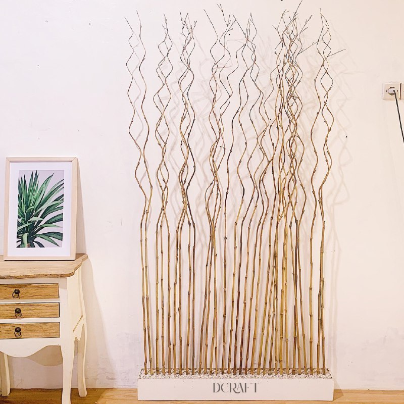 Pembatas Ruangan Bambu Natural / Partisi Bambu / Sekat Ruangan Bambu Tinggi 200 cm