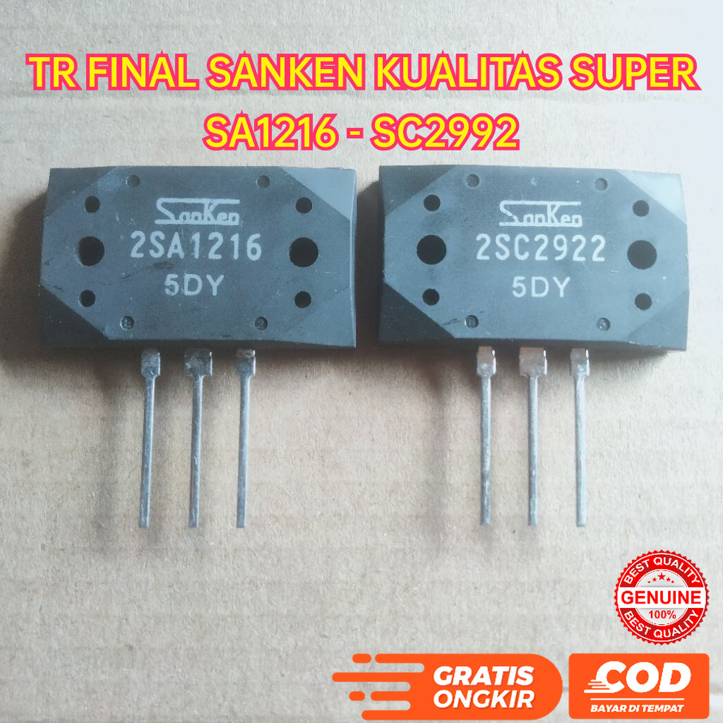 TR FINAL SANKEN 2SA1216 2SC2922 5DY SA 1216 SC 2922 ORIGINAL SUPER