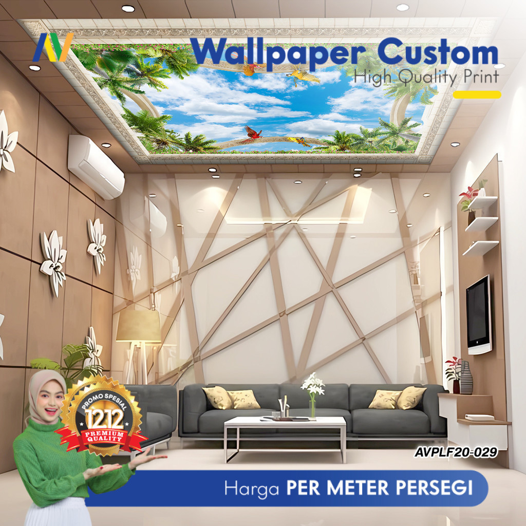 Wallpaper Plafon | Wallpaper Plafon Ruang Tamu | Wallpaper Plafon Motif Alam 2 | Wallpaper Dinding G