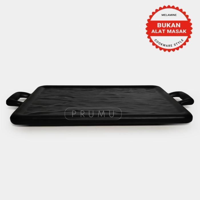 PRUMU Melamin Piring Saji Kotak Resto 10 inch - Golden Dragon P7510A - Hitam