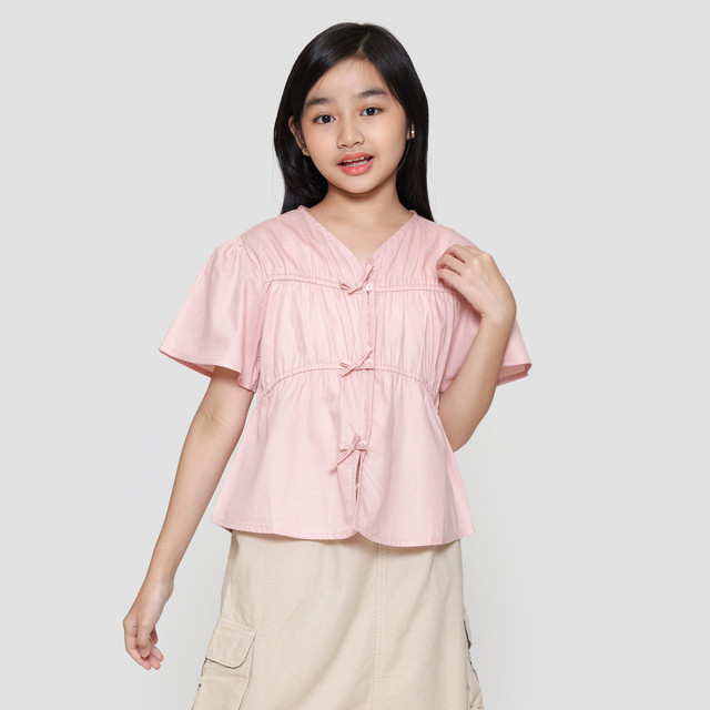Nevada Kerut Pita Simply Kemeja Anak Perempuan 123104980