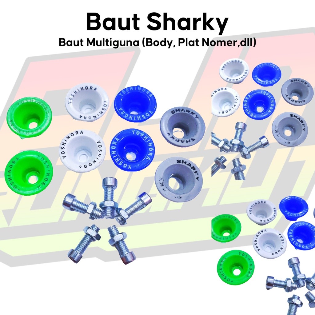 Baut Sharky Serbaguna Baut Body Baut Plat Nomer UK 10 Kunci L Variasi Motor White Blue Green Grey Un