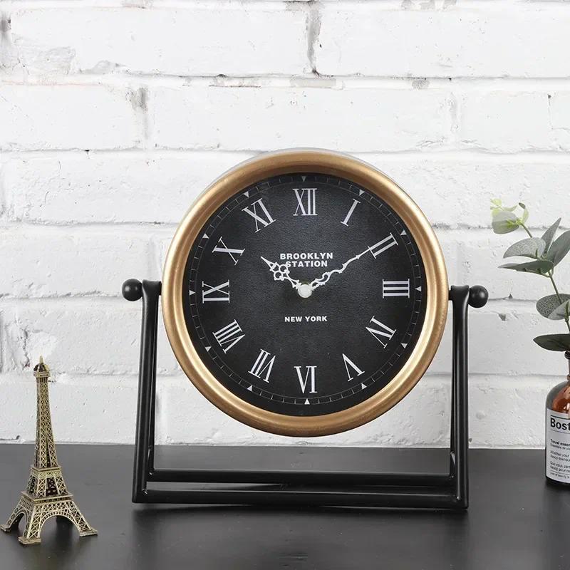 Living Room Portable Desk Clock Home Desktop Clock Decoration American Creative Desktop Silent Art D