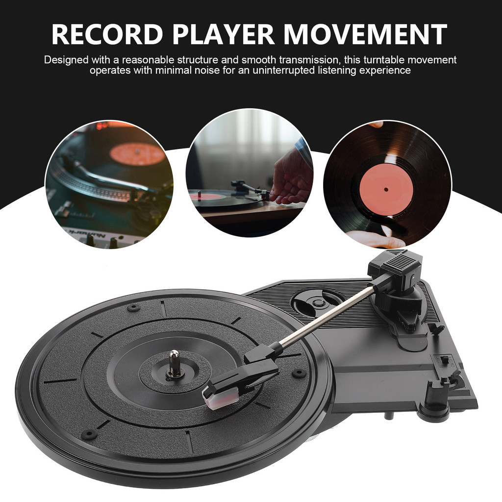 Gramophone 200Mm Vintage Vinyl Record Player Built-In Stereo Speakers Retro Turntable Movement Durab