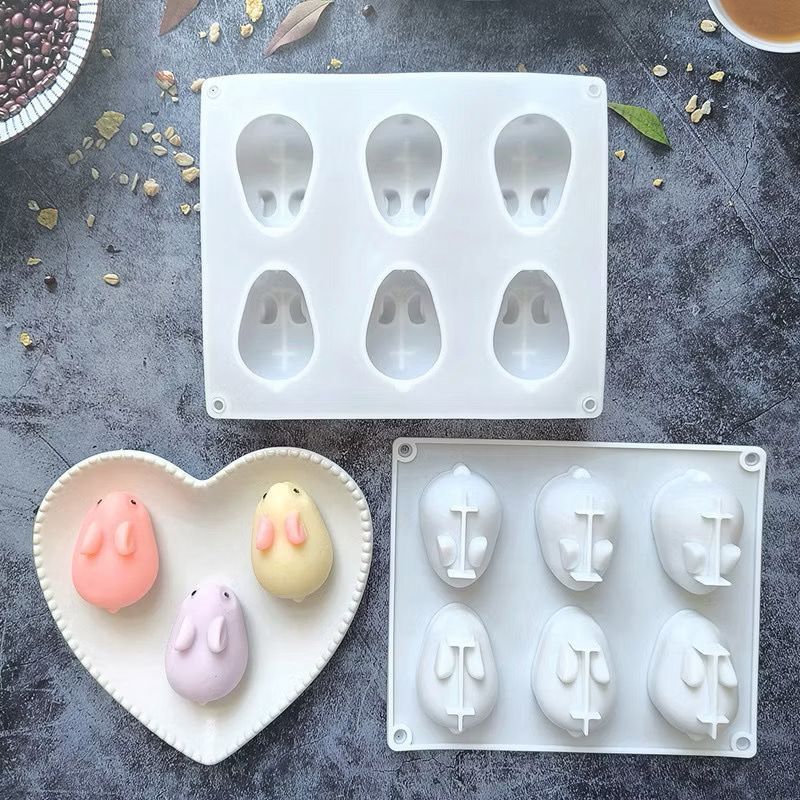 BB Cetakan Kelinci Silikon 6 Lubang/Loyang Puding Kelinci Bunny Ester Rabbit Mold R1451