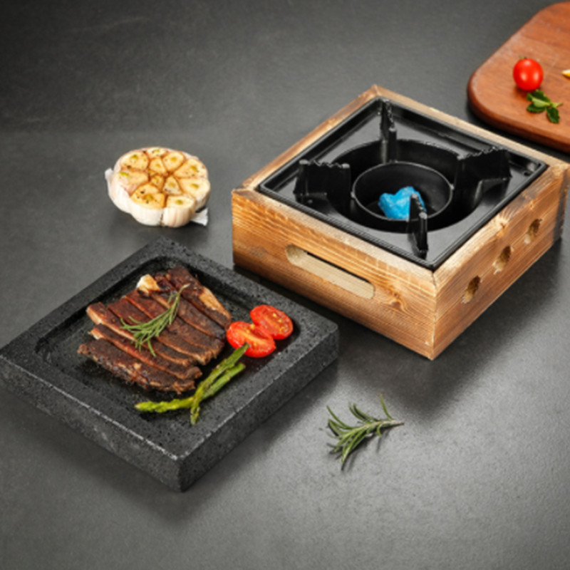 Lava Cooking Stone with Alcohol Stove Set Japanese Steak Hot Stones Indoor Grill Sizzling Hot Steak 