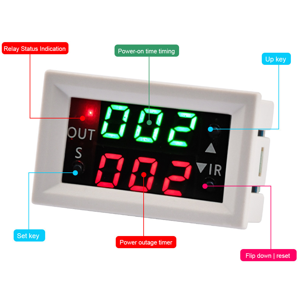 DC 12V Dual LED splay Time Relay Module T2401-N gital Time Delay Relay Cycle Timer Swit Control Modu