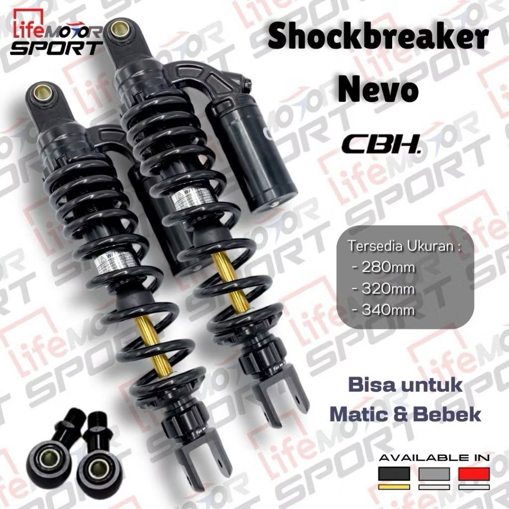 Shockbreaker CBH Nevo Shock Belakang Double Shock 280mm 320mm 340mm Nmax Aerox Pcx Mega Pro Mx king 