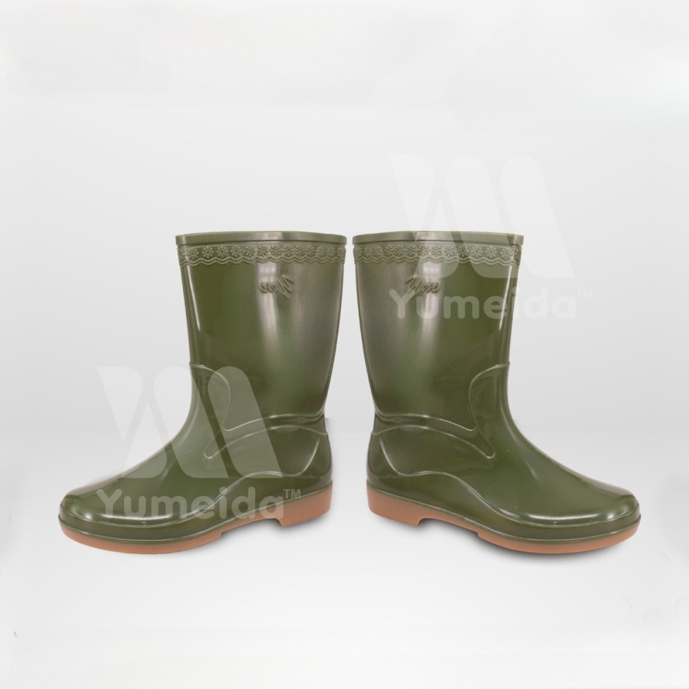 [ UKURAN KECIL 36 37 38 ] Sepatu Boot Karet Setengah Betis YUMEIDA YM2 warna Hijau / PVC Rubber Boot